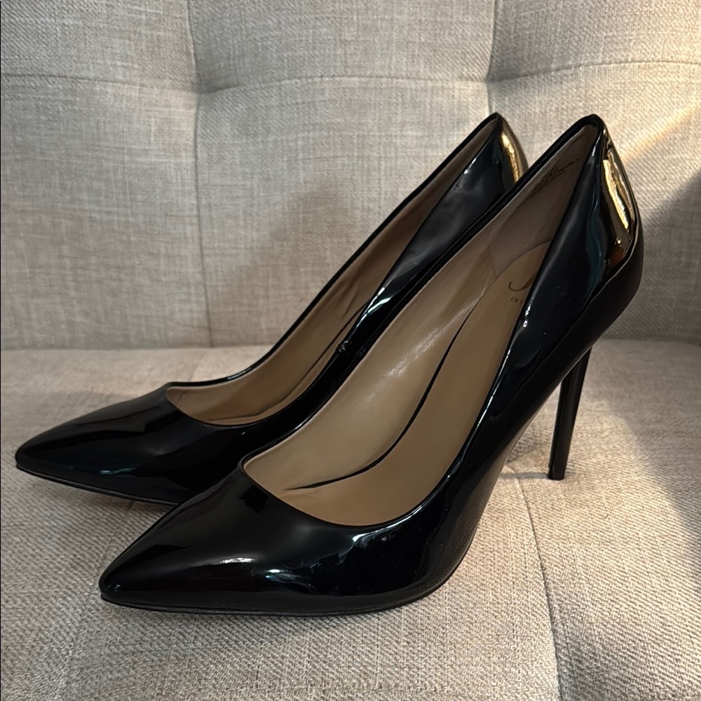 J Lo Black Patent Leather Heels